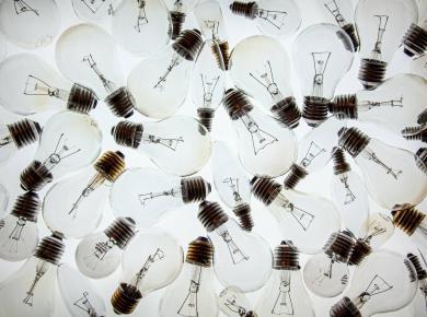 The Importance of Creativity in Business: A Skill of the Future 45 Cluster of light bulbs on a white background, symbolizing creative ideas and innovation.