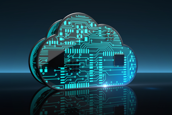 Cloud computing concept illustrated with innovative digital cloud icons and futuristic technology visuals.
