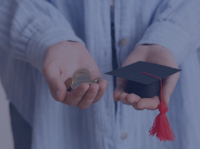 Is Debt-Free Education Possible in the United States? 46 A person holding coins in one hand and a miniature graduation cap in the other, symbolizing the balance of financial planning and achieving a debt-free education.