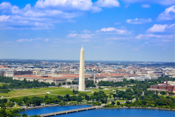 Why Studying in Your Hometown is the Smartest Financial Move in 2026 13 Aerial view of the Washington Monument and cityscape under a blue sky in Washington, D.C., USA.