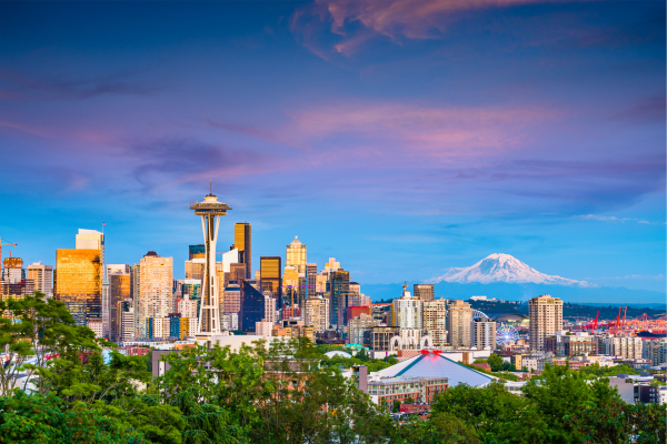 Popular STEM Degrees in 2026: The Ultimate Guide for International Students 10 Seattle skyline with Space Needle, Mount Rainier in the background, and vibrant sky.