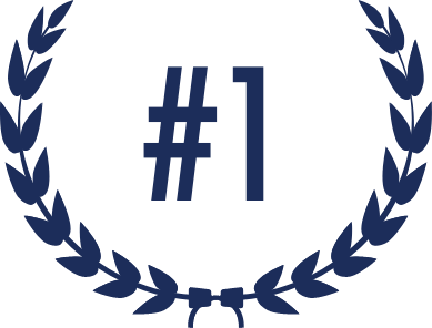 Number one emblem surrounded by a laurel wreath, symbolizing top achievement and excellence.