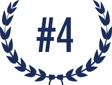 Number 4 inside a dark blue laurel wreath symbolizing achievement or ranking.