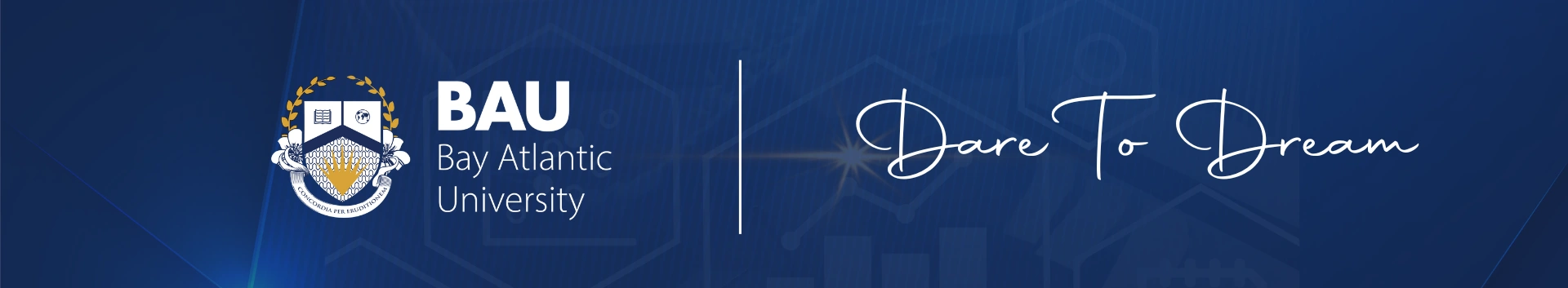 Bay Atlantic University logo with Dare to Dream slogan on a blue background.
