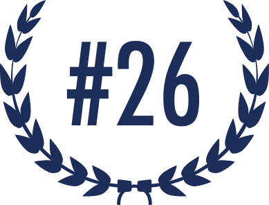 #26 with laurel wreath symbolizing achievement or ranking.