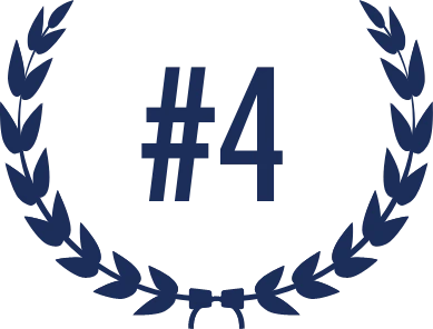 Number 4 in blue wreath, indicating ranking or achievement status.