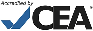 CEA accreditation logo featuring a blue check mark and bold letters.