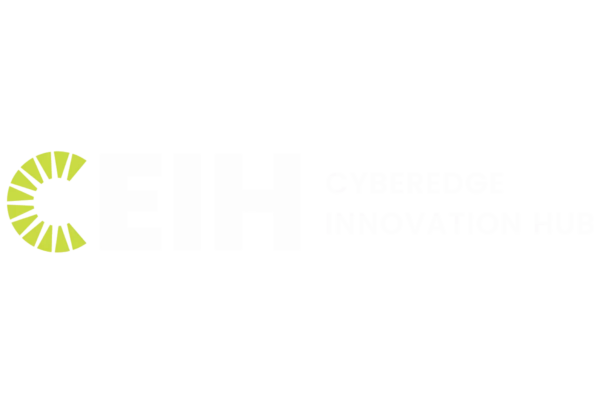 Logo of CyberEdge Innovation Hub (CEIH) featuring bold white text with a green, stylized letter C on a black background.