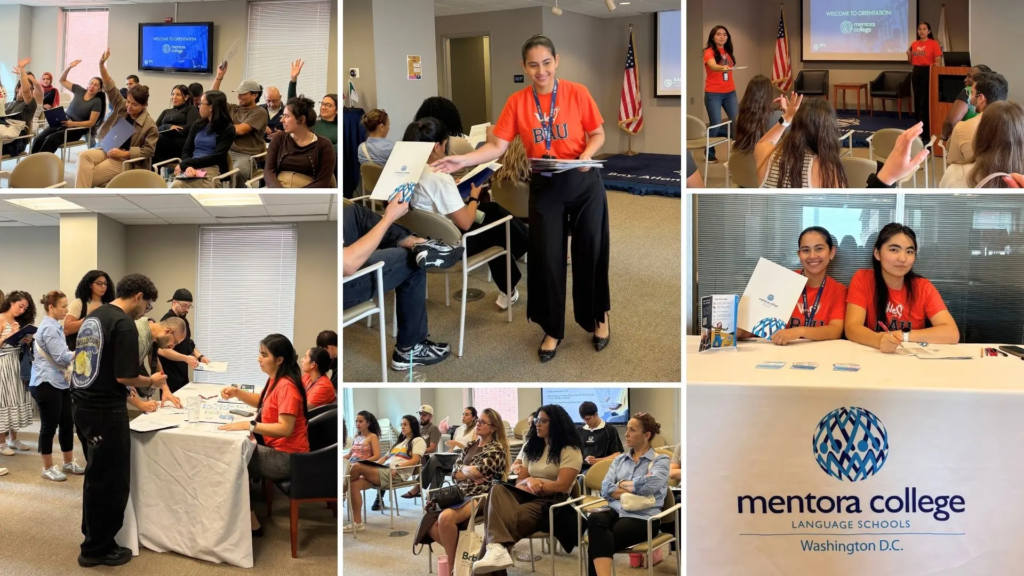 Mentora College orientation event with engaged attendees and staff distributing materials, Washington D.C.